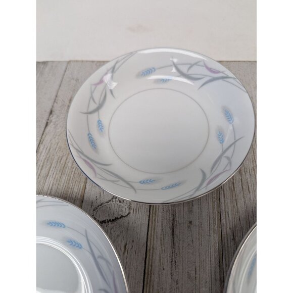 Vintage Valmont Royal Wheat Platinum Trim Set of 4 Dessert Bowls 5 1/2" - Picture 3 of 9